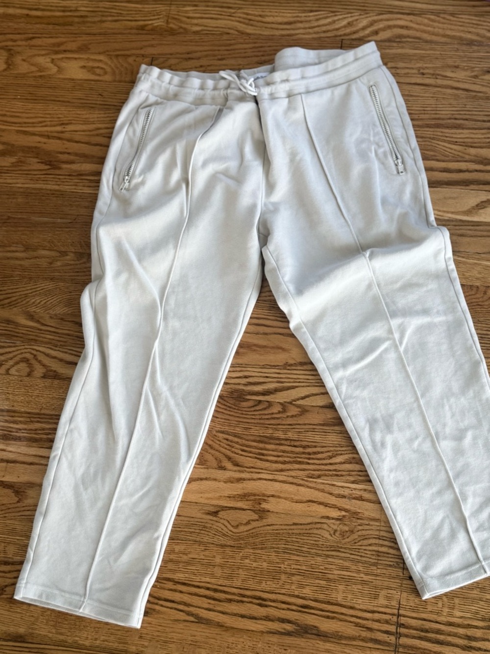 Men's White Jogger Pants - Casual Drawstring Sweatpants